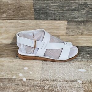 Franco Sarto Glenni Womens Sandals Sz 6.5 M White Leather Ankle Strap Strappy